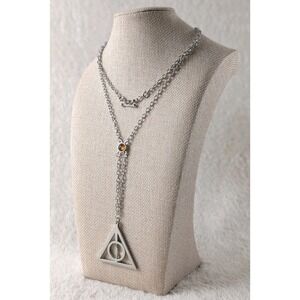WB Deathly Hallows Necklace Harry Potter Silver Tone Symbol Chain Pendant